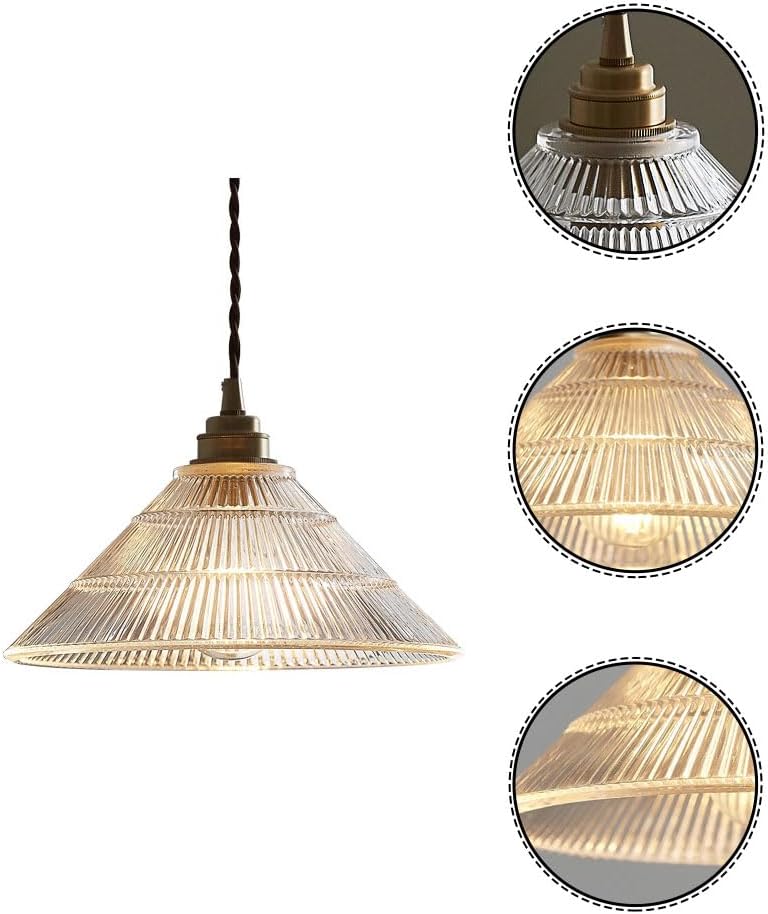 Tapered Vertical Pattern Glass Hanging Lamp | Lid Shap Stained